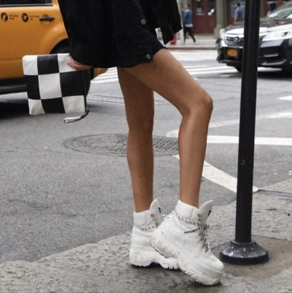 Naked Wolfe Spike Wicked White Platform High-Top Sneakers sz 7 US - Picture 8 of 15